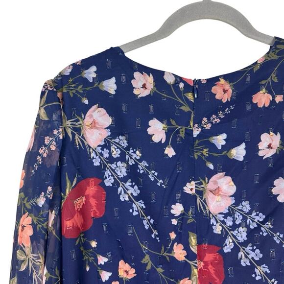 Eliza J Floral Surplice Asymmetric Midi Dress Size 16 - Picture 7 of 9